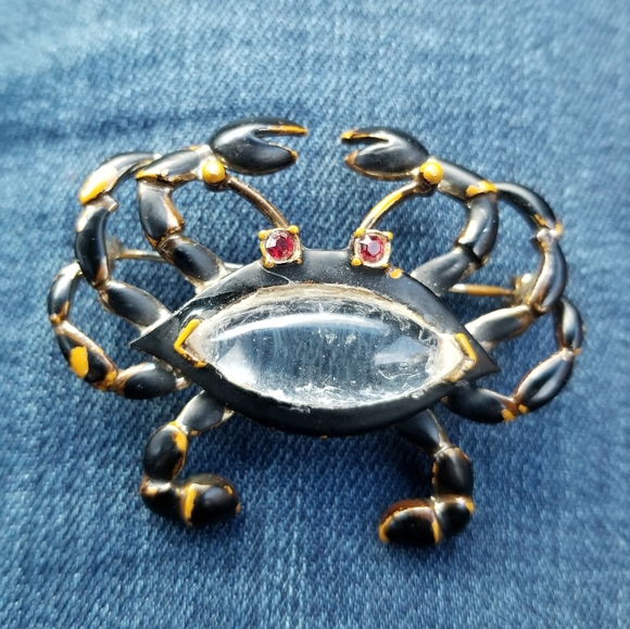 Relisted - Vintage crab brooch jelly belly unsigned Hattie Carnegie - Picture 3 of 13